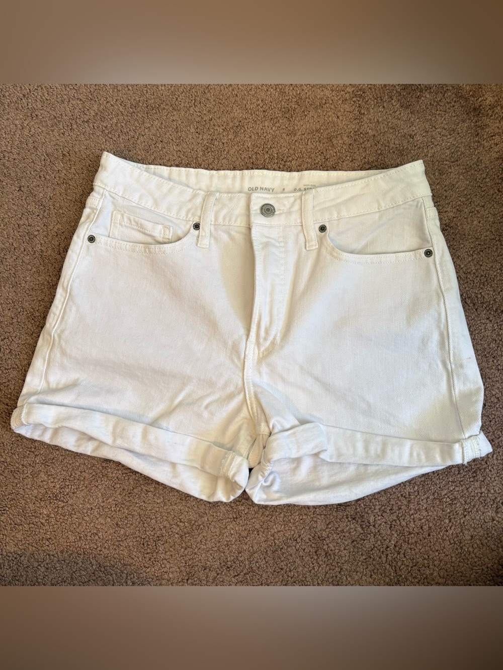 Old Navy White Denim O.G. Straight Rolled-Hem Women's Shorts